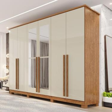 Imagem de Guarda-roupa Casal com Espelho 6 Portas 4 Gavetas com Pés 100% Mdf Zur