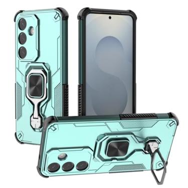 Imagem de SORAKA Capa para Samsung Galaxy S25 Plus com suporte de metal rotativo de 360 graus peça magnética de ferro para suporte magnético de telefone para carro verde