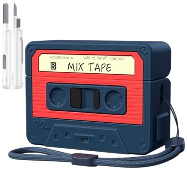 Imagem de Capa para AirPods Pro 3, capa protetora de silicone divertida KOREDA para Airpods Pro 3ª geração 2025, capa protetora de silicone para mulheres e homens (azul)