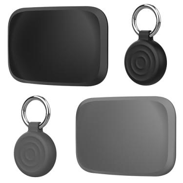 Imagem de Mikirini Pacote com 4 para Apple AirTag, 2 capas de silicone magnético forte para bicicleta, carro, caminhão e trailer, 2 capas protetoras de silicone à prova d'água (2 ímãs + 2 chaveiros)