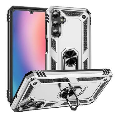 Imagem de SORAKA Capa para Samsung Galaxy A25 5G com suporte de anel capa armadura para Samsung Galaxy A25 5G capa traseira de policarbonato rígido com placa de metal para celular magnético suporte de carro