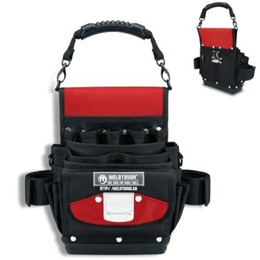 Imagem de MELOTOUGH Bolsa de ferramentas de eletricista com clipe de cinto, bolsa de ferramentas pequena com fundo rígido e alça de transporte para HVAC, carpinteiro, técnico, profissional de manutenção