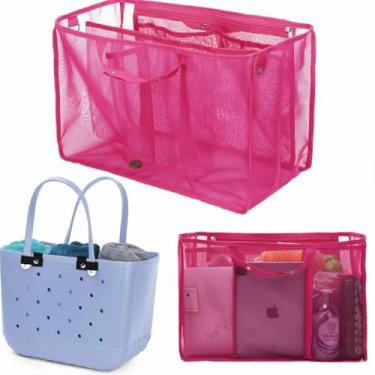 Imagem de Bolsa organizadora de praia compatível com bolsas Bogg grandes, bolsa divisória de malha leve para sacolas de borracha GG, economiza espaço para piscina, viagens e passeios em família, 45,7 cm x 31 cm