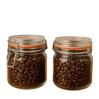 Imagem de Potes Hermetico De Vidro Kit Com 3 Tampa Com Vedação Para Alimentos 450ml Frutas Café Açúcar Comida(2 POTES 450ml)