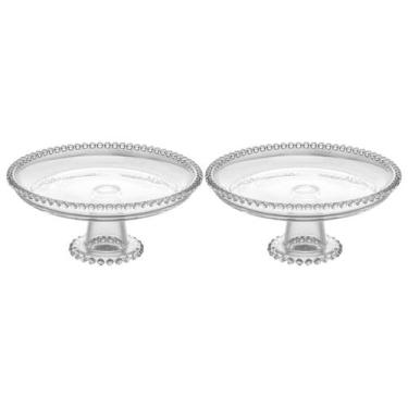 Imagem de Conjunto De Pratos Com Pé Para Bolos Docinhos Em Cristal Detalhe Pearl