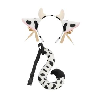 Imagem de KiBcsLic Orelhas, faixa de cabeça e cauda, ​​pelúcia macia, cauda longa para festa de carnaval, dramatização, baile de formatura, Vaca Leiteira