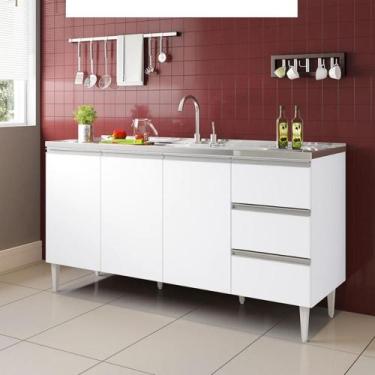 Imagem de BALCÃO RECIFE 1,60 MT - 3 GAVETAS 3 PORTAS Branco - Milani Movelaria