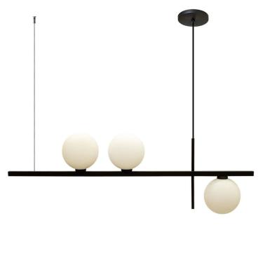 Imagem de Pendente Jabuticaba Lustre Sala 3 Globos Vidro 12Cm Preto