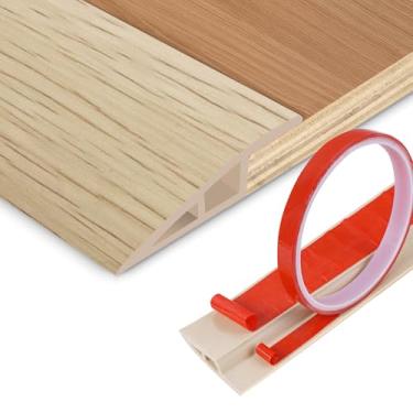 Imagem de Faixa de transição de piso de vinil para porta rampa autoadesiva para carpete acabamento de borda de porta, redutor de borda de sobreposição para carpete laminado, piso, azulejo (madeira amarela, 3