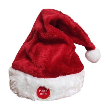 Imagem de Gorro Natal Musical Movimenta Toca Musica Luxo Natalino Enfeite Presente Fantasia Papai Noel Bone Chapeu