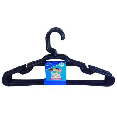 Imagem de Cabide Infantil 5 Peças  Preto Reforçado 28X14Cm Trioplast