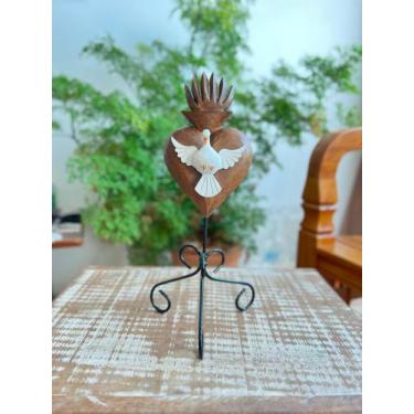 Imagem de Divino Espírito Santo Pedestal em Madeira e Ferro de Mesa 32 cm - Divi