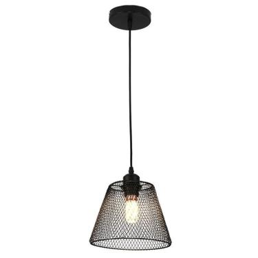 Imagem de Luminária Pendente Decorativo Em Tela Metal Preto 1,50Cm