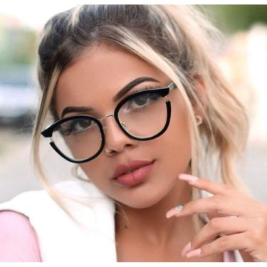 Imagem de Armação Óculos Grau Feminina Redondo Oregon Preta