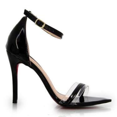 Imagem de Sandália VL Verniz Bico Folha Tira Silicone e Salto Fino 10cm - Vitóri