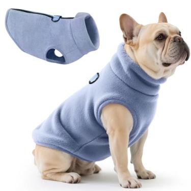 Imagem de Idepet Colete de lã para cães, suéter quente com zíper, jaqueta para cães com coleira em D, casaco de inverno para clima frio, moletom com capuz para cães pequenos e médios meninos e meninas (azul