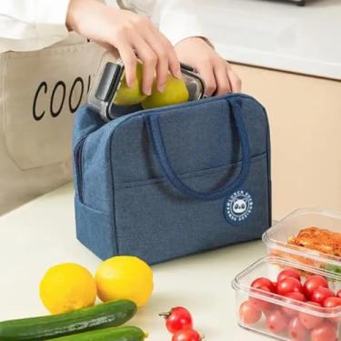 Imagem de Bolsa Térmica para Marmita com Alça – Impermeável, Compacta, Reforçada, Leve e Funcional – Mantém Alimentos Quentes ou Frios – Ideal para Trabalho, Academia e Passeios (AZUL)