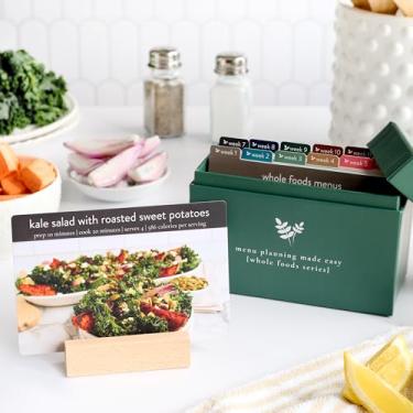 Imagem de Agenda de refeições com 72 cartões de receita (menu Whole Foods – edição fotográfica) | Agenda semanal | Caixa de receitas resistente | 12 listas de compras reutilizáveis | 5 cartões de receita em