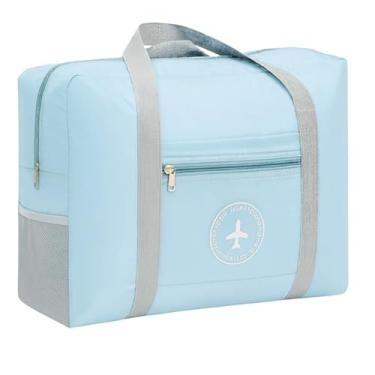 Imagem de Theodore Shop Bolsa Sacola Dobrável Grande de Nylon - Ideal para Viagem, Academia, Escola ou Passeios – Dobrável e Compacta (azul)