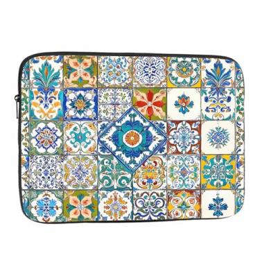 Imagem de Nicokee Bolsa para laptop 15 15,4 15,6 polegadas, azulejos portugueses azuis, estilo marroquino, capas protetoras para computador, capa para laptop, pasta, capa de viagem para tablet