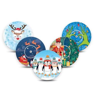 Imagem de ExpressionMed - Adesivos para Libre 2 (pacote com 5) - Feito nos EUA, impermeável, não desfia, fitas de sensor CGM pré-cortadas (Natal 2025)