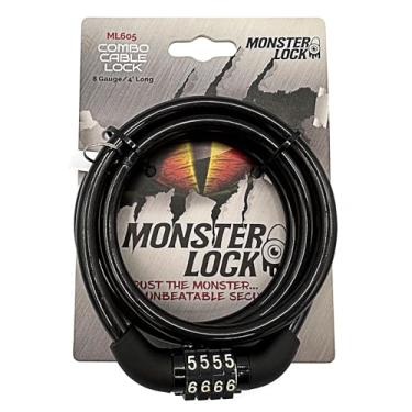 Imagem de Bloqueio de cabo combinado Monster Lock de 1,2 m – aço trançado de 5/40.6 cm (8 mm), revestido de vinil, segurança sem chave predefinida de 4 mostradores para bicicletas, portões e equipamentos ao ar