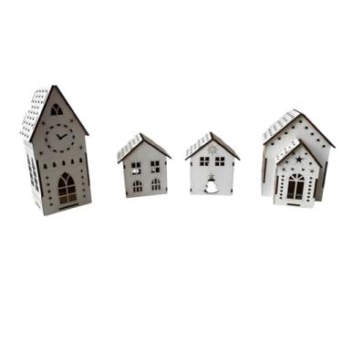 Imagem de Vila Encantada de Natal – Kit 4 Casinhas Brancas Decorativas