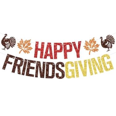 Imagem de Happy Friendsgiving Banner, Thanksgiving Day Party Decor, Give Tha*ks/Thankful Grateful Blessed, Fall Maple Leaves Turkey Harvest Thanksgiving Friendsgiving Party Decorations Supplies