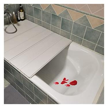Imagem de Vassoio per Vasca Copertura per Vasca da Bagno Spessore 1,2 cm Pannello Antipolvere per Vasca cobertura Isolante per Vasca, Coperchio per Vasca com Otturatore Pieghevole in PVC per Bagni al Latte SP