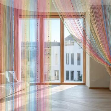 Imagem de Frienda Pacote com 2 cortinas decorativas de 99 x 199 cm, divisória de quarto, decoração de privacidade, cortina de franja de porta com contas para corredor, armário, divisória de quarto, contas, tela