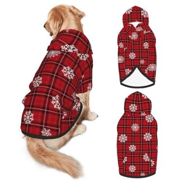 Imagem de Fantasia de cachorro de Natal com capuz para cães grandes - Fantasia macia de Natal para animais de estimação com orifício e bolso, roupas engraçadas para cães de raça média a grande menino/menina