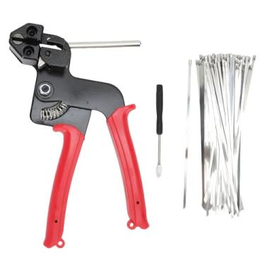 Imagem de Heayzoki Kit de Ferramentas de Braçadeira de Cabo de Aço Inoxidável, 200 Libras de Resistência à Tração 304 Braçadeiras de Aço Inoxidável Com Cortador de Braçadeira de Cabo, para (Vermelho)