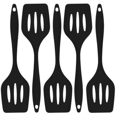 Imagem de Espatula De Silicone Vazada Preta Grande Kit 05 Un