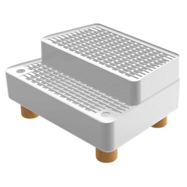 Imagem de Bothyi Rampa automática para caixa de areia para gatos, 2 degraus, tapete impermeável com pés antiderrapantes, escada à prova de vazamentos para caixa de, Branco