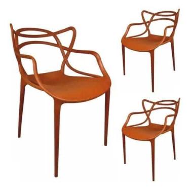 Imagem de Kit 3 cadeiras allegra terra cota - AJ