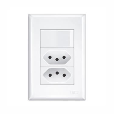 Imagem de CONJUNTO INTERRUPTOR SIMPLES E 2 TOMADAS 2P+T 20A/250V 4X2" EVIDENCE – FAME