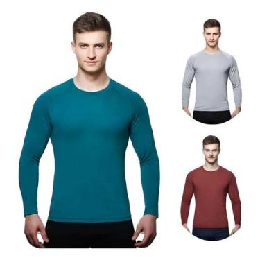 Imagem de Kit 3 Camisas Masculina Manga Longa Malha Fria - C&c, Az petróleo, Cin