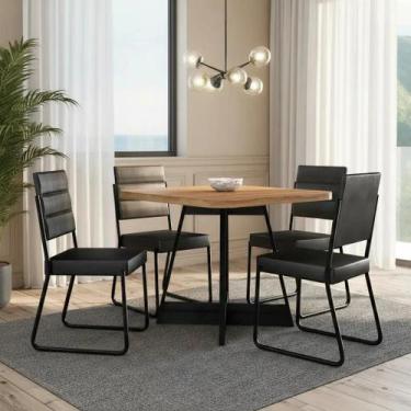 Imagem de Conjunto Sala de Jantar 4 Cadeiras Charlotte Carraro Nogal Preto