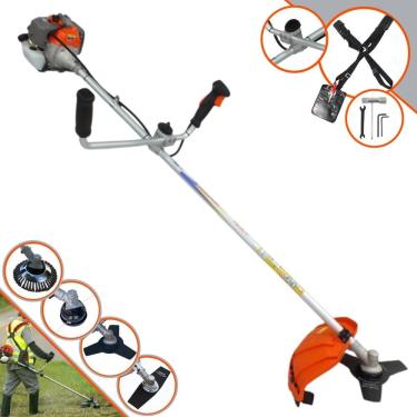 Imagem de Roçadeira Cortador de Grama À Gasolina VR330-P 2T 33cc 1,2HP de Alta Performance Com Carretel e Faca 3 Pontas + EXTRA Faca 2 Pontas e Escova de Aço