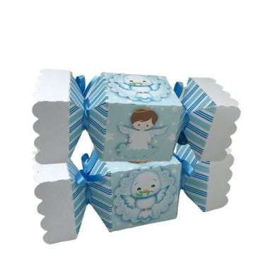 Imagem de Kit 50 Caixinhas Lembrancinhas Batizado Anjinho Menino Menina - KIBUNI
