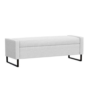 Imagem de Recamier Bau Paris Base de Metal 1,20m Suede Branco - Inova Decorações