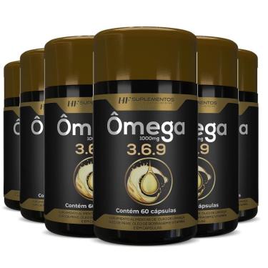 Imagem de 6X Omega 3 6 9 60Caps Peixe Linhaça Borragem Hf Suplementos