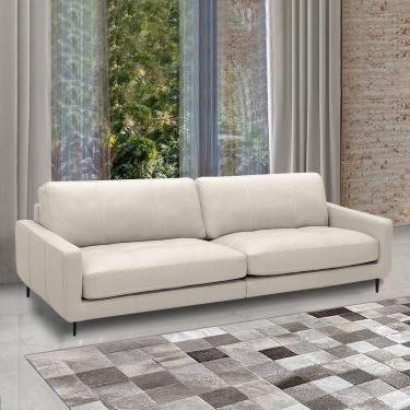 Imagem de Sofá Decorativo Isaac 4 Lugares Sala de estar 270cm Pés em Aço Couro Off White G88 - Gran Belo