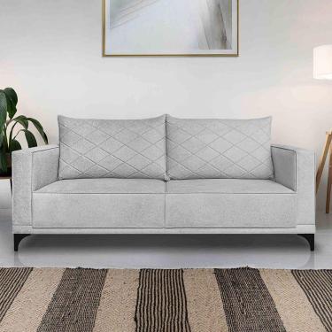 Imagem de Sofá Living 2 Lugares com Pés de Ferro Almofadas Soltas 200cm Neso Bouclê Cinza G63 - Gran belo