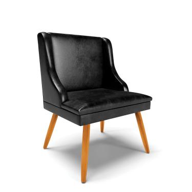 Imagem de Cadeira de Jantar Liz Corano Preto Pés Palito Castanho - D'Rossi