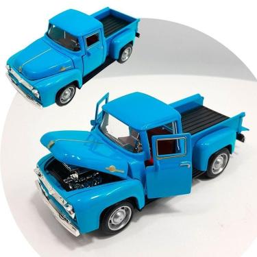 Imagem de Miniatura Carrinho Camionete Pickup F-100 Metal Colecionável Azul