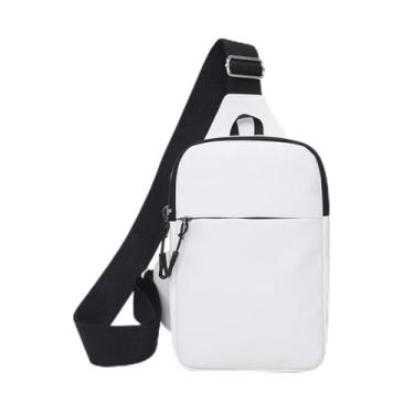 Imagem de Mini pochete transversal transversal masculina e feminina com alça intercambiável com bloqueio de RFID, bolso oculto à prova d'água, design simples e moderno, Branco, Tendência
