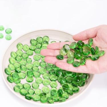 Imagem de 50 peças de mármore de vidro, pedras verdes Mancala para enchimento de vasos, artesanato de arte decorativa para casa (1,3 cm ~ 2 cm)