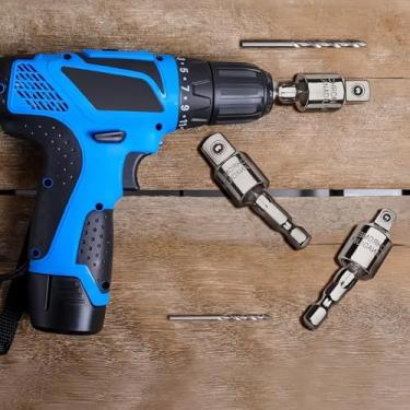 Imagem de Conjunto de adaptadores de broca de ângulo reto de 3 peças, kit de extensão de soquete universal sextavado de 6 mm para chave de impacto e furadeira elétrica, embalado em saco