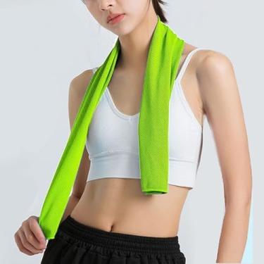 Imagem de Toalhas refrescantes (101,6 cm x 30,5 cm), toalhas refrescantes para pescoço e rosto, toalha de ginástica para malhar, toalha de gelo respirável macia para ioga, esportes, corrida, golfe - verde